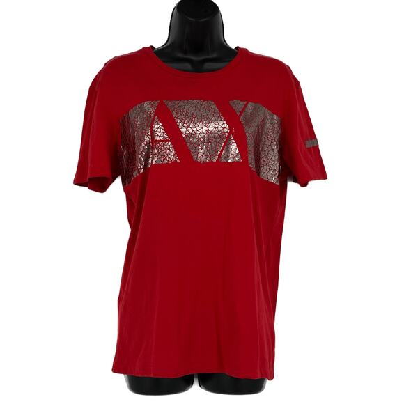 A/X Armani Exchange Short Sleeve Tee Shirt in Red/Metallic Size Medium - Picture 1 of 6